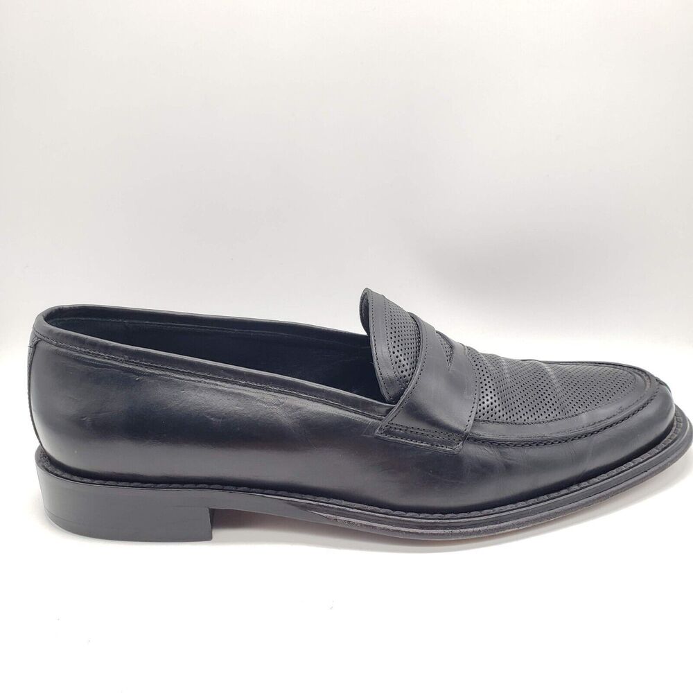 MARTIN DINGMAN Loafers Men's 11.5 Black Leather Made In Italy Shoes Penny 340044